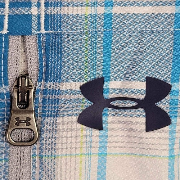 Under Armour UA Shirt SS Golf Hike Heat Gear Button Up Plaid Men’s Blue Size XL - Picture 6 of 14